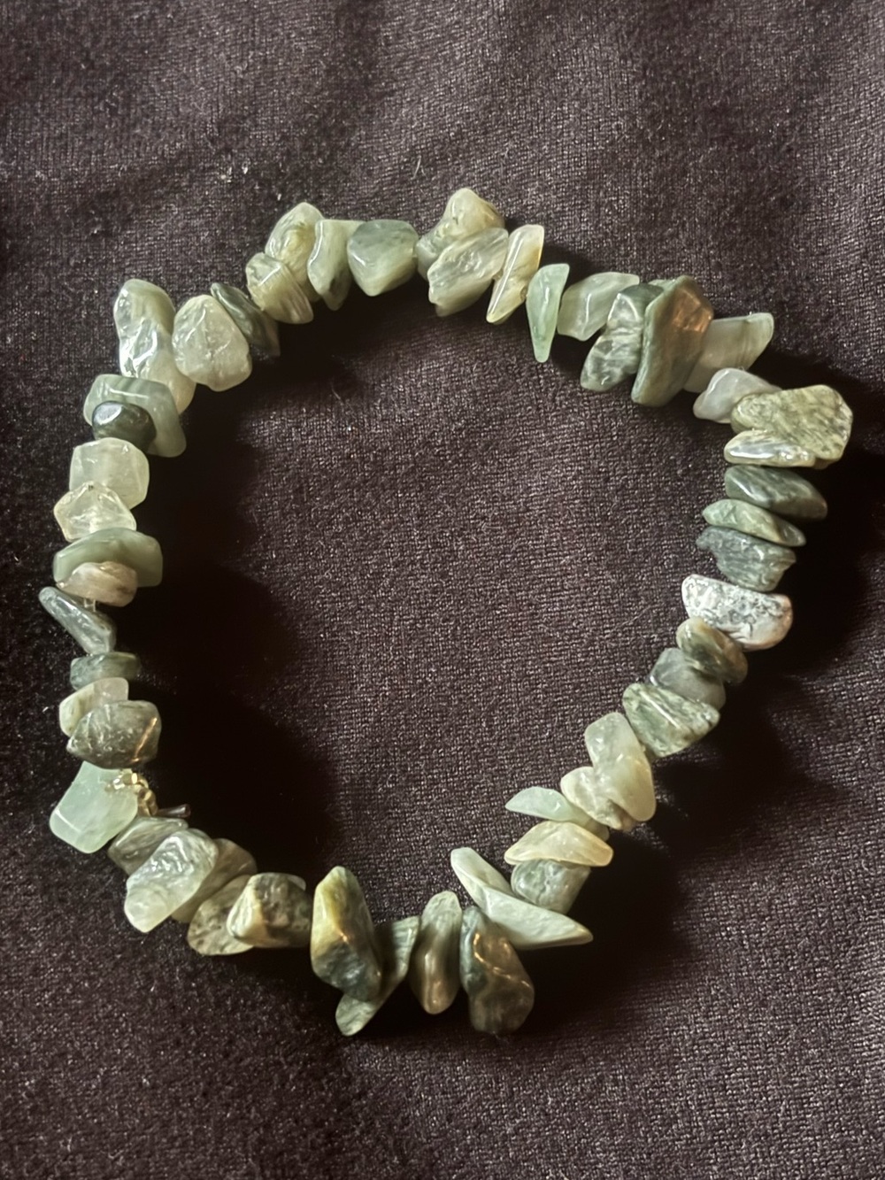 vintage tumbled green stone bracelet